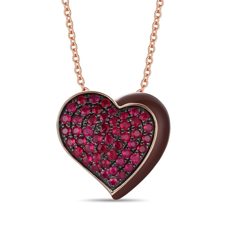 Godiva x Le Vian Enamel Heart Necklace 1/3 ct tw Diamonds 14K Strawberry  Gold 19